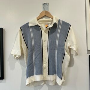 Men's Cream and Blue Polo Shirt